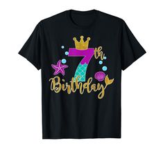 PRICES MAY VARY. Lightweight, Classic fit, Double-needle sleeve and bottom hem 5th Birthday Girl, Mermaid T Shirt, Return Gifts For Kids, 5th Birthday Girls, Mermaid Theme Birthday Party, Birthday Mermaid, Birthday Outfit For Women, Mermaid Shirt, Girl Birthday Decorations