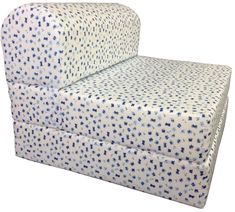 an upholstered chair with blue stars on it