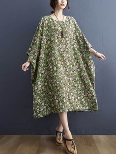 Sku CY-!89390 Material >70%Cotton Style Loose , Batwing Sleeves Feature Floral Printed Neckline Round-neck Occasion Going out , Casual , Vacation , Vintage Seasons Spring , Summer Type Midi Dresses Color SAME AS PICTURE Size FREE SIZE Please consult the size chart we provide for this item's measurements to help you decide which size to buy.Please note: There may be 1-3cm differ due to manual measurement.CMINCH Bust Length FREE SIZE 248 113 Midi Dress With Sleeves, Batwing Sleeve, One Piece Swimwear, Bat Wings, Midi Dresses, Floral Printed, Cotton Style, Picture Sizes, Free Size