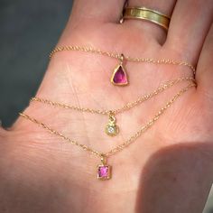 Glowy pink tourmaline. One of my favorite gems! Tourmaline Pendant, 22k Gold, Pink Tourmaline, Pendant Necklaces, Tourmaline, Jewelry Necklace Pendant, My Favorite, Handmade Items, Jewelry Necklaces