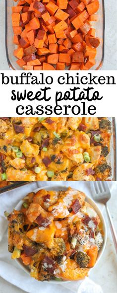 this buffalo chicken sweet potato casserole is the perfect side dish for any meal