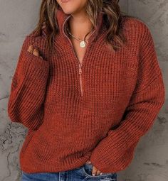 1/4 zip v neck sweatshirt. Buy Sweaters, Waffle Knit Sweater, Long Sleeve Pullover Sweater, Sleeves Clothing, Zip Sweater, Oversized Sweater, Sleeves Pattern, Shoulder Sweater, Waffle Knit