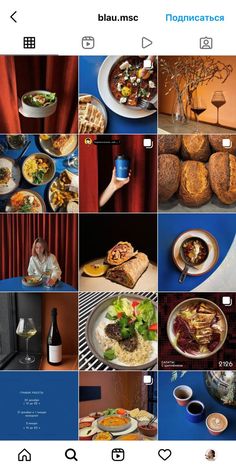 an iphone photo collage with images of food and drinks on it's screen