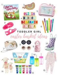 a collage of children's toys and gifts for easter