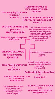 a pink poster with the words and symbols for jesus's cross in purple on it