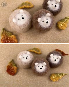 Learn how to needle felt your own adorable mini hedgehogs with the help of my free video tutorial! 🦔 Needle Felted Acorns Tutorial, Needle Felted Fall Ideas, Autumn Needle Felting Ideas, Needle Felt Autumn, Needle Felted Autumn, Needle Felt Owl, Needle Felted Ideas, Needle Felted Hedgehog, Easy Needle Felting Projects For Beginners