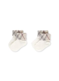 - Ivory Burberry Infant Accessori cotton socks for girl - Contrasting color elastic ribbed turn-upComposition: 65% Cotton, 32% Polyamide, 3% Elastane Classic White Socks For Fall, White Classic Socks For Fall, Zegna Shoes, Kenzo Kids, Prada Leather, Stella Mccartney Kids, Cotton Socks, Luxury Shop