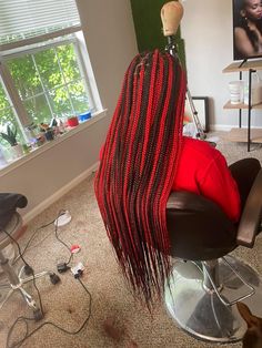 Checkered Braids, Knotless Box Braids Medium Color Red, Brown And Red Braids, Red And Black Braids, Black Hair Protective Styles, Dye Styles, French Curls, Braiding Hairstyles