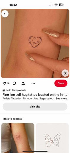 an image of someones tattoo on their arm and the other hand is shown above it