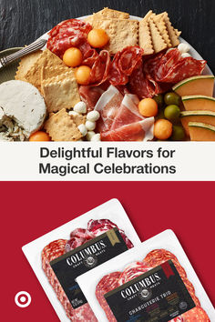 two packages of deli meats and cheeses on a plate with the words deli