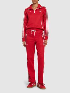 Created in collaboration with Sporty & Rich. Front half zip closure. Ribbed cuffs and hem. Logo details. Two front pockets. Model is wearing a sizeM Adidas Originals Women, Sporty And Rich, Trends 2024, Personal Shopping, Half Zip, Track Pants, Adidas Originals, Track, Adidas