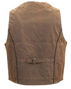 Product Description: This garment features a breathable design, button-down closure, insulated material, a security pocket, and warming properties. It is also waterproof and made with primary oilskin material, specifically for men. Care instructions include cleaning with a dry brush, washing with water only, and re-oiling once a year for waterproofing. This vest is suitable for a western or workwear lifestyle, with a 12oz oilskin fabric and other notable features such as besom pockets, inside po Fitted Brown Outerwear For Outdoor Activities, Brown Outerwear With Side Pockets For Outdoor Activities, Classic Brown Outdoor Vest, Brown Cotton Vest For Outdoor Use, Brown Cotton Vest For Outdoor Activities, Classic Brown Vest For Outdoor, Brown Cotton Vest For Outdoor, Slip On Work Boots, Nocona Boots