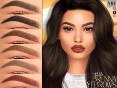 Soft-arch brows in 13 colors - HQ Compatible. Sims 4 Female Eyebrows, Sims 4 Cc Brows, Female Eyebrows, Arch Brows, Sims Games, Animal Skin, Sims 4 Cc, Maxis Match