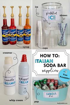 four different types of soda bar supplies