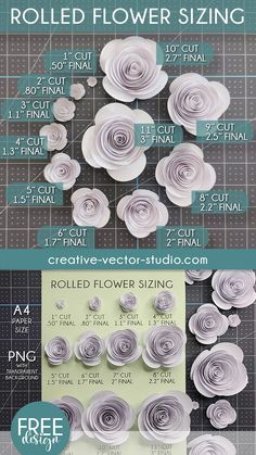 the instructions for how to make rolled flower sizzings with paper flowers on them