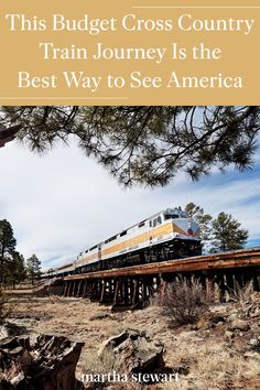 a train traveling over a wooden bridge in the middle of a field with grass and trees