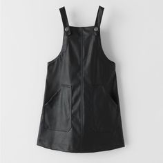 Nwt Zara Girl Faux Leather Pinafore Dress Size 6 Y Excellent Condition Girls Turtleneck, Sleeved Velvet Dress, Quilt Dress, Outfit Zara, Seersucker Dress, Dress Zara, Zara Girl, Necklace Diy, Zara Kids