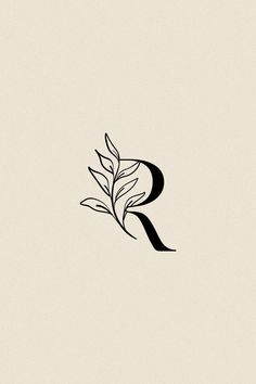 a black and white logo with the letter r in it's center, surrounded by leaves