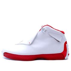 Air Jordan 18 OG 'White Varsity Red' 305869-161 (SNKR) Red Dynamic Jordan Sports Shoes, Dynamic Red Jordan Sports Shoes, White Breathable Jordan Shoes For Training, White Breathable Jordan Shoes For Sports Events, White Jordan Shoes With Round Toe For Sports Events, White Jordan Shoes For Training, Kicks Shoes, Man Stuff, Jordan Shoes