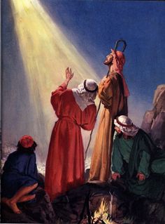 an image of jesus appearing to the people in front of him with light coming from his head