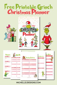 christmas planner printable with the grin's christmas tree and santa clause on it