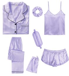 PRICES MAY VARY. 【Package Including】--- 7 Pcs Women Silk Satin Pajamas Set included: Camisole Top*1, Cute Shorts*1, Short Sleeve Shirt*1, Long Pant*1, Hair band*1, Eye mask*1, Pajamas Storage bag*1 【Premium Material】--- This women pajama set is made of high-quality satin(95% Polyester, 5% Spandex), which is very soft, lightweight, and comfortable. The whole pajamas set you can wear almost anywhere anytime is a casual and relaxing time, women silky pjs set is a must-have in your daily live. 【7Pcs Shorts Pjs, Womens Pj Sets, Bridal Sleepwear, Satin Pjs, Silk Pjs, Bridal Pajamas, Pjs Set, Cute Pjs, Cute Pajama Sets