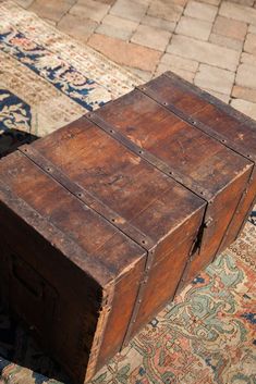 Antique 18th Century Wooden Trunk // ONH Item 1613 Image 1 Old Wooden Furniture, Wooden Trunk, Old Wooden Boxes, Wooden Trunks, Old Trunks, Wood Trunk, Dovetail Joints, Dove Tail Joints, Old New House