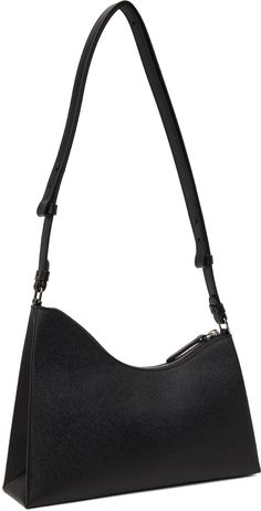 Pebble-grained calfskin shoulder bag in black. · Polished calfskin trim throughout · Adjustable shoulder strap · Signature white stitching at face · Carry handle with perforated detailing · Zip closure · Card slot at interior · Microfiber lining · H7.5 x W10.5 x D3 Supplier color: Black Black Polish, Small Bag, Calf Skin, Shoulder Strap, Shoulder Bag, Black