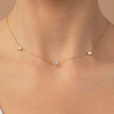 "✦ Diamond Station Necklace ✦ ✧ DESCRIPTION & DETAILS It's not just about the size of a diamond, but rather what it does for you. That's why we increased the size of our best-selling diamond by the yard necklace from 0.025ct to 0.25ct each, making it even more impactful than it has been - perfect for wearing alone or layering with other statement pieces. The dainty chain gives this necklace an elegant finishing touch. 📅 Made to order, 3-5 business days 🛫 Free Fast 2-3 day Shipping ❶ 14k solid Diamond Wedding Necklace, Diamond By The Yard, Diamond Necklace Wedding, Luxury Jewelry Brands, Gold Armband, Dainty Chain, Classic Necklace, Gold Diamond Necklace, Station Necklace