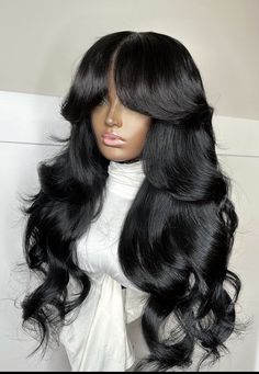 Big Teased Hair, Classy Wigs For Black Women, Wavey Hair Styles Long Natural, Curtain Bangs Wig, Bonnet Cap, Loose Waves Hair, Wig Color, Hairstyles For Layered Hair, Wavy Wig