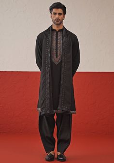 Black Kurta Set With Dupatta Kalpraag - Fabilicious Fashion