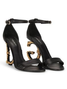 Mule Sneakers, Dolce Gabbana Shoes, Open Toe Sandals, Dolce & Gabbana, Nappa Leather, Ankle Strap Sandals, Strap Heels, Strap Sandals, Black Sandals