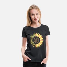 40th Birthday T-Shirts - Sunflower child 40th birthday born in 1980 - Women's Premium T-Shirt black Chinese Character For Love, Birthday T Shirts, Retro Birthday, Birthday Tee, Dad Birthday Gift, 40th Birthday