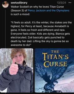 an image of a person giving the thumbs up sign with text below it that reads,'the titan's curse '