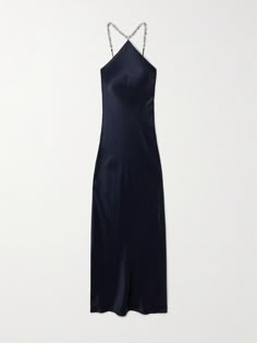 STAUD's elegant 'Cadence' dress makes getting ready for formal events so easy. It's cut from lustrous satin that skims the figure and has beaded halterneck straps, so you don't need to add jewelry. Balance the floor-pooling hem with high heels. Future Wardrobe, Blue Gown, Satin Color, Satin Maxi, Satin Maxi Dress, Maxi Dress Blue, Clothes Collection, Net A Porter, Women Collection