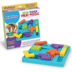 These sliding, spinning shapes turn your dog’s mealtime into a brain-teasing dog puzzle! Your pooch will use their brain, nose, and paws to solve this stimulating snack challenges found in the Brain Teaser Treat Puzzle, one of the fun interactive dog toys from Brightkins. Inspired by the classic game of falling blocks, this dog puzzle toy comes with eight pentominos that move to reveal hidden treat compartments. As dogs sniff, twist, and slide their way to the treats in this dog food puzzle, the Food Puzzle, Dog Goggles, Dog Puzzle Toys, Dog Enrichment, Dog Puzzles, Slow Feeder, Cleaning Toys, Interactive Dog Toys, Brain Teaser