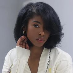 Natural Hair Bob Cut, Bob Black Women, Fluffy Bob, Natural Hair Bob, Bob Black, Black Wavy Hair, Short Wavy Bob, Natural Hair Styles For Black, Hair Styles For Black Women