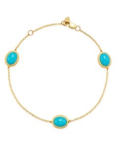 Bloomingdale's Turquoise Station Bracelet in 14K Yellow Gold - 100% Exclusive Station Bracelet, Exclusive Jewelry, Blue Gold, Turquoise Necklace, Jewelry Accessories, Buy Online, In Store, Yellow Gold, Turquoise