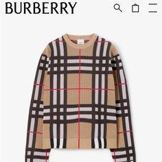 Burberry Sweater Details: New This Is A Great Find For The Cost! Authentic Size Small In Burberry Check Pattern With Cotton Blend Piqu, Jacquard-Knitted With The Crew-Neck Silhouette And Cut To A Relaxed Fit. Rib-Knit Trims Relaxed Fit: A Looser Cut Than Our Regular Fit. It’s Not Fitted On The Body. No Low Offers As The Sweater Is Brand New. I Reduced It Over $200.00 Off The Retail Cost Of What I Paid! The 20% Is A Killer For The Seller. Thank You Kindly, Dr. C. Designer Jacquard Knit Tops For Fall, Check Sweater, Burberry Sweater, Name Vintage, Mesh Sweater, Burberry Classic, Burberry Vintage, Designer Style, Crewneck Sweater