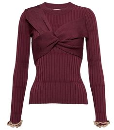 Jonathan Simkhai - Nolan ribbed-knit sweater | Mytheresa Wardrobe Edit, Ribbed Knit Top, Jonathan Simkhai, Ribbed Knit Sweater, Red Sweaters, New Yorker, Long Tops, Designing Women, Clothes For Sale