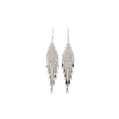 Art Deco | Chandelier Waterfall Cascading Earrings | Bridal Fringe Cubic Zirconia Earrings | Sparkle Dangle CZ Party Earrings | Gift for her Silver Evening Earrings With Dangling Beads, Silver Earrings With Dangling Beads For Evening, Evening Long Drop Earrings With Dangling Beads, Evening Chandelier Earrings With Dangling Beads, Evening Chandelier Drop Earrings With Dangling Beads, Formal Long Drop Earrings With Dangling Beads, Formal Long Drop Dangling Beads Earrings, Metal Long Drop Chandelier Earrings For Formal Events, Modern Silver Dangle Bridal Earrings