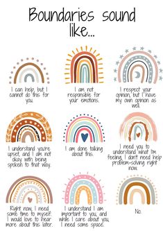 Boundaries Sound Like... Boho Rainbow Classroom/office Poster - Etsy Boho Rainbow Classroom, Office Poster, Self Care Activities, Boho Rainbow, Coping Skills, Health Quotes, Better Me