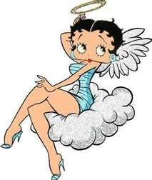 a cartoon character with an angel sitting on top of a cloud and the words goodbye written above it