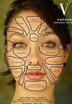 Gesicht Mapping, Face Mapping, Makeup Tip, Chinese Medicine, Health And Beauty Tips, Acupressure, Belleza Natural, Massage Therapy