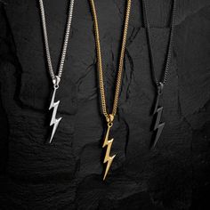 Zeus’ Thunderbolt is considered the most powerful weapon in mythology, so let it represent the power and perseverance in your own life. MATERIAL No Green Skin Guarantee® Solid Thunderbolt Pendant Plated with 7 Microns of Genuine 18 Karat Yellow Gold Surgical & Military Grade 316L Stainless Steel Please Note: Pendant only. Chain sold separately. SIZE Pendant Size: 45x13x4.2mm Pendant Weight: 3-5 Grams Compatible with all Marcozo Chains Bail Hole Size - 4x6mm Zeus Thunderbolt, Kay Jewelers Necklaces, Lightning Pendant, Thunder Bolt, Lightning Bolt Necklace, Men Pendant, Men's Necklaces, Green Skin, Miami Cuban Link