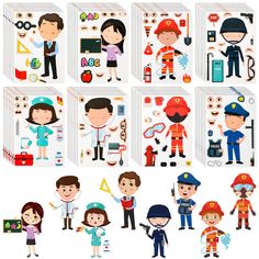 a series of cut outs with people in different professions