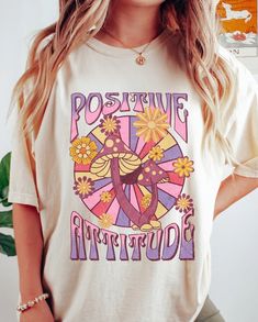 Retro Shirt Positive Quote Shirt Inspirational Shirt Birthday Gift for Her Positive Attitude Tshirt Gift From Husband Motivational Thoughts - Etsy Band Merch T-shirt With Graphic Print For Birthday, Band Merch Graphic Print T-shirt For Birthday, Vintage T-shirt With Funny Print For Birthday, Band Merch Graphic Print Top For Birthday, Short Sleeve Band Merch Tops For Birthday, Band Merch Tops For Birthday With Short Sleeves, Birthday Band Merch Tops With Short Sleeves, Retro Birthday Shirt With Graphic Print, Quote Shirt