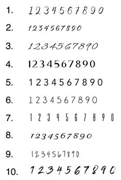 the numbers are written in cursive writing