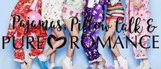 four girls in colorful pants with the words ponies please talk & performance on them