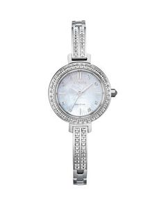 Citizen Eco Drive Silhouette Crystal Watch, 25mm Citizen Eco Drive, Crystal Watch, Bangle Design, Eco Drive Watches, Citizen Watch, Citizen Eco, Crystal Watches, Crystal Bangle, Eco Drive